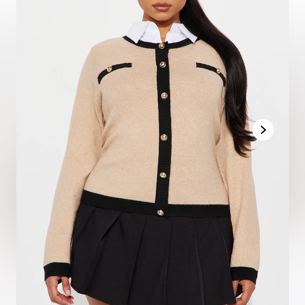 Golden Era Button Front Collared Cardigan - Tan